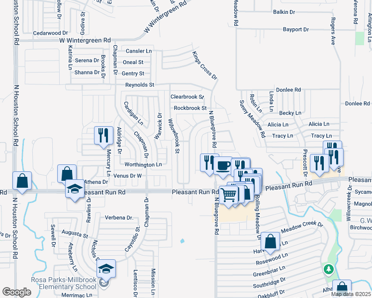 map of restaurants, bars, coffee shops, grocery stores, and more near 1423 Oakbrook Street in Lancaster