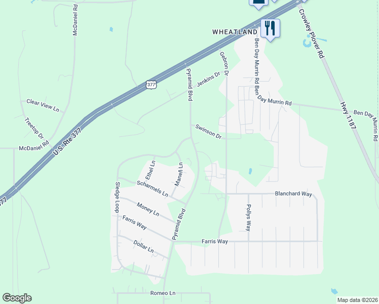 map of restaurants, bars, coffee shops, grocery stores, and more near 8055 Marcia Court in Fort Worth
