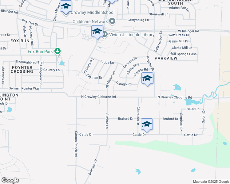 map of restaurants, bars, coffee shops, grocery stores, and more near 2901 North Crowley Cleburne Road in Crowley