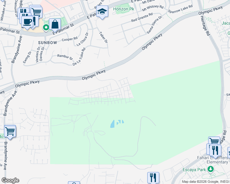 map of restaurants, bars, coffee shops, grocery stores, and more near 881 Obediah Loop in Chula Vista