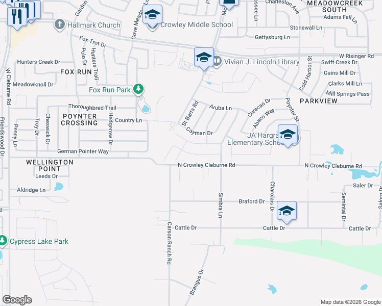 map of restaurants, bars, coffee shops, grocery stores, and more near 3512 Saint Vincent Road in Fort Worth