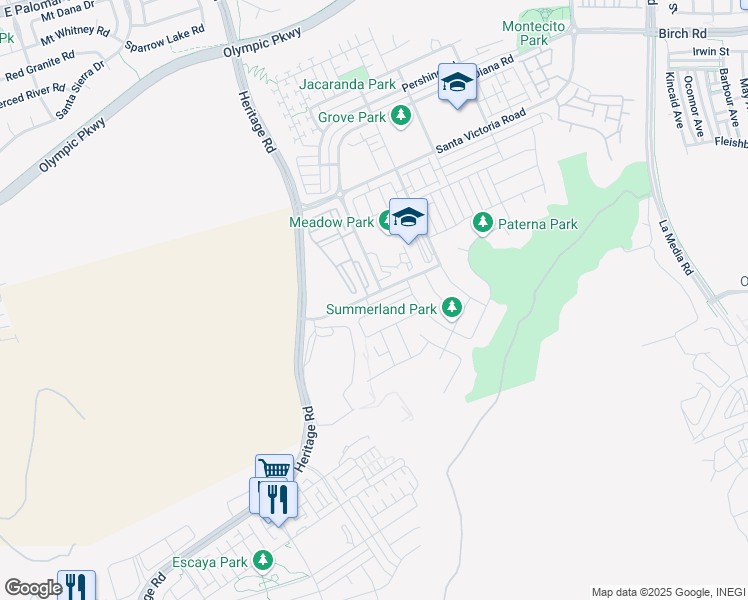 map of restaurants, bars, coffee shops, grocery stores, and more near 4 Santa Liza Avenue in Chula Vista