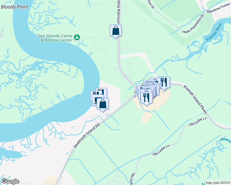 map of restaurants, bars, coffee shops, grocery stores, and more near 4484 Betsy Kerrison Parkway in Johns Island