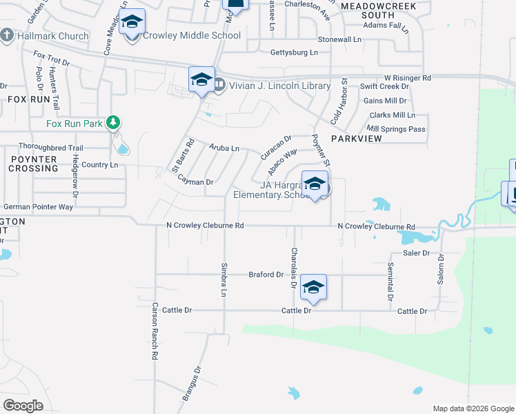 map of restaurants, bars, coffee shops, grocery stores, and more near 3300 Tobago Road in Fort Worth