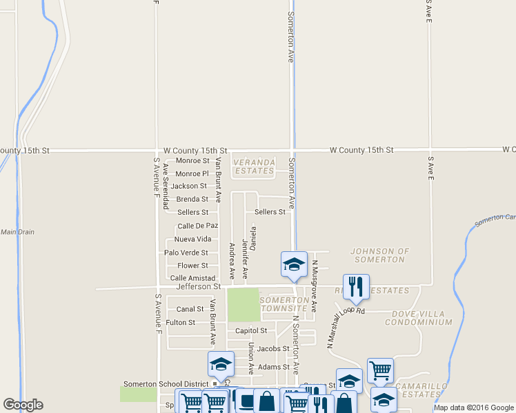 map of restaurants, bars, coffee shops, grocery stores, and more near 1371 Daniela Avenue in Somerton