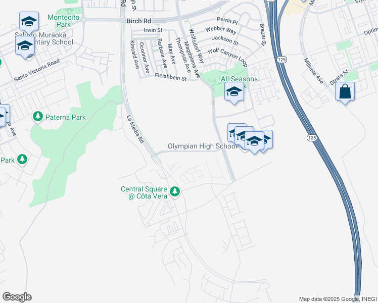 map of restaurants, bars, coffee shops, grocery stores, and more near Santa Luna St in Chula Vista
