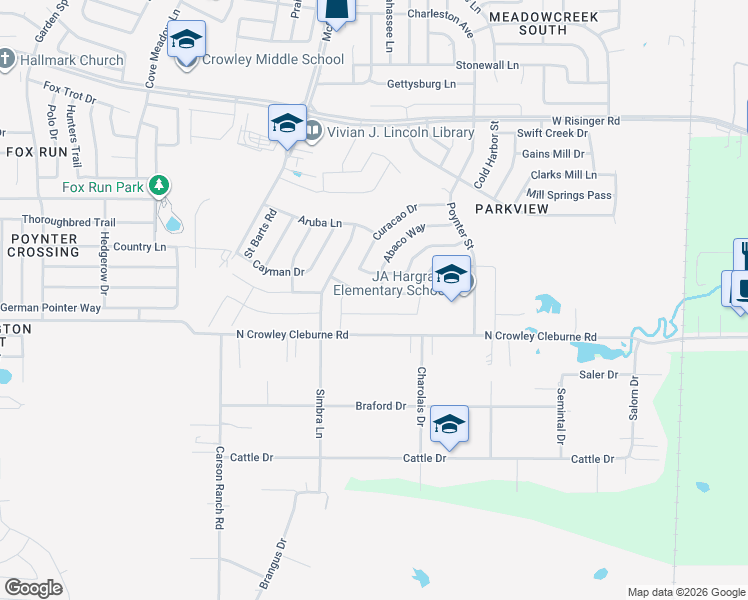 map of restaurants, bars, coffee shops, grocery stores, and more near 3300 Tobago Road in Fort Worth