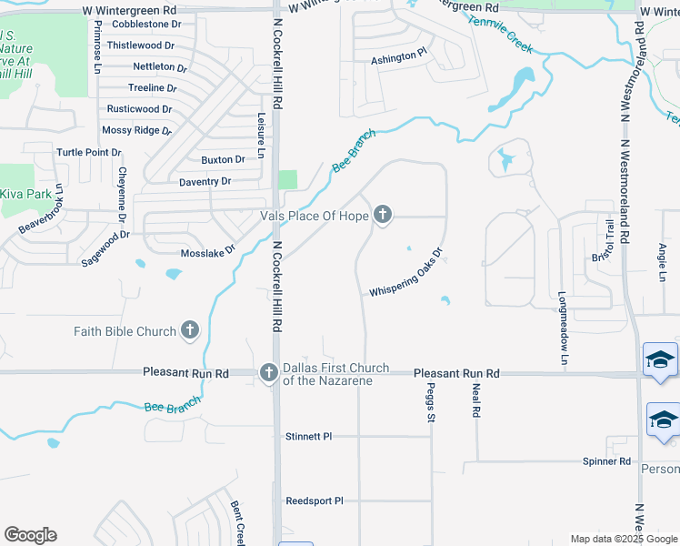map of restaurants, bars, coffee shops, grocery stores, and more near 1105 Frost Hollow Drive in DeSoto
