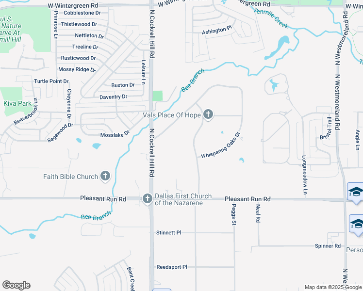 map of restaurants, bars, coffee shops, grocery stores, and more near 1105 Frost Hollow Drive in DeSoto