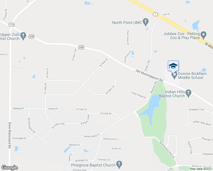 map of restaurants, bars, coffee shops, grocery stores, and more near 6702 North Park Circle in Shreveport