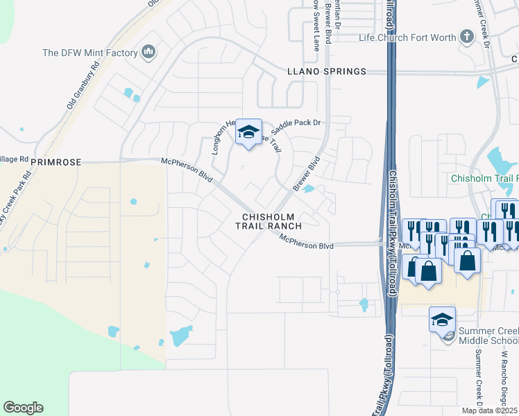 map of restaurants, bars, coffee shops, grocery stores, and more near 6209 Livestock Lane in Fort Worth