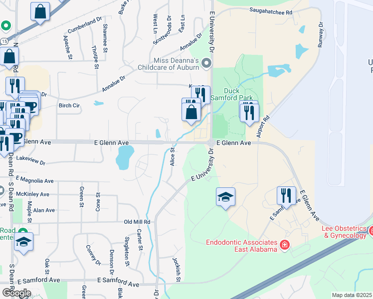 map of restaurants, bars, coffee shops, grocery stores, and more near 182 Alice Circle in Auburn