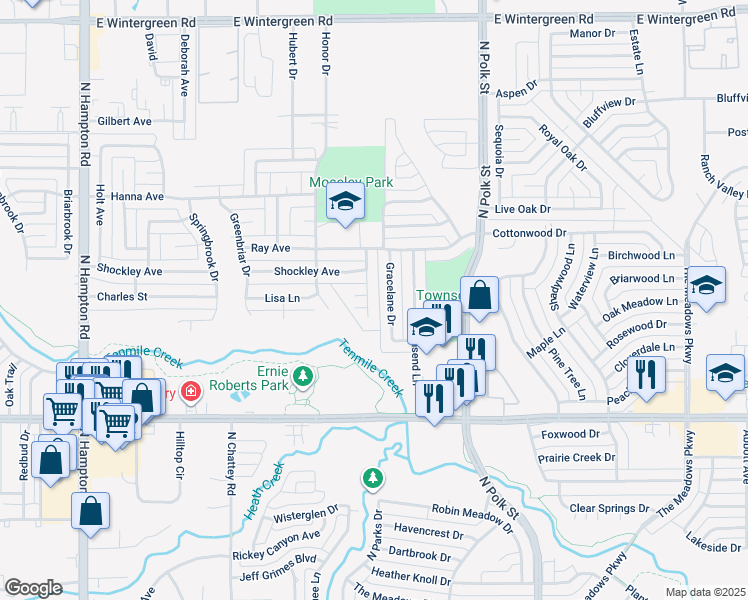 map of restaurants, bars, coffee shops, grocery stores, and more near 1116 Joanna Avenue in DeSoto