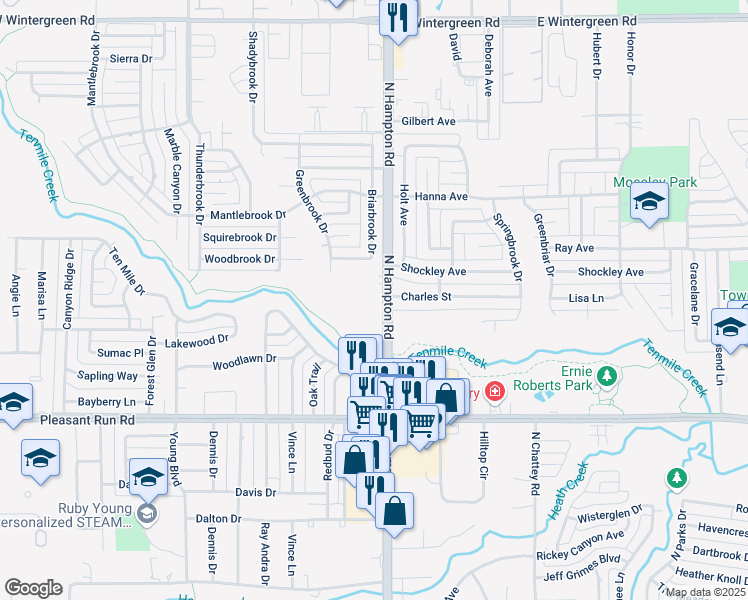 map of restaurants, bars, coffee shops, grocery stores, and more near 1101 North Hampton Road in DeSoto