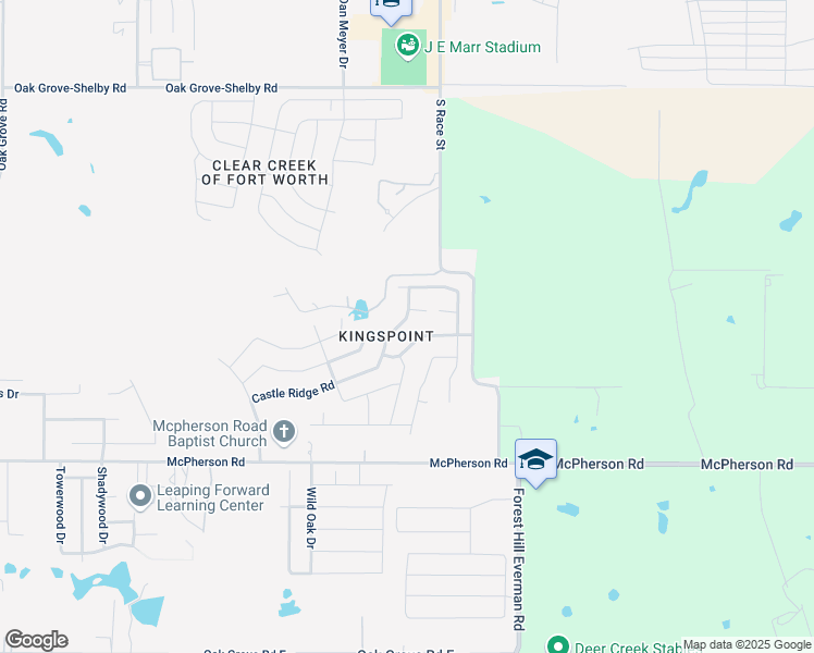 map of restaurants, bars, coffee shops, grocery stores, and more near 1620 Queens Brook Lane in Fort Worth