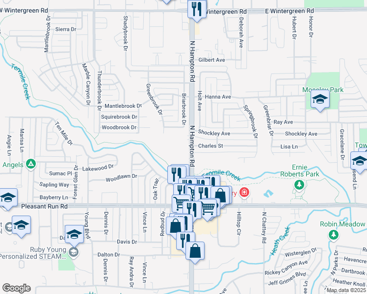 map of restaurants, bars, coffee shops, grocery stores, and more near 1101 North Hampton Road in DeSoto