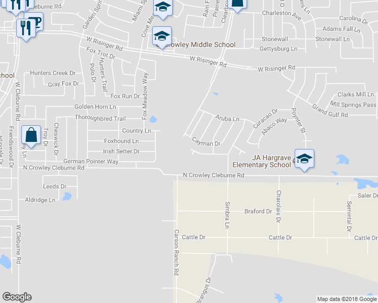 map of restaurants, bars, coffee shops, grocery stores, and more near 3609 Saint Vincent Road in Fort Worth