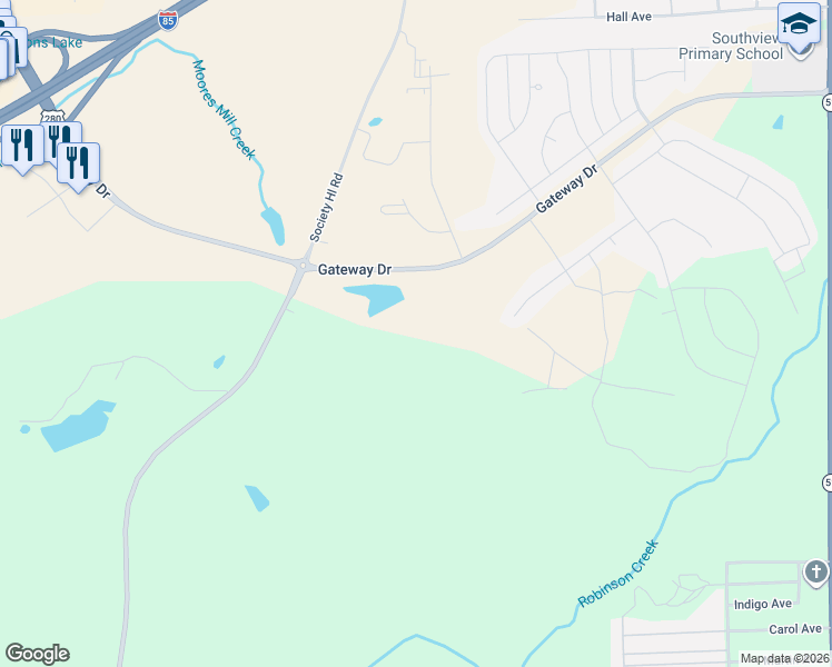 map of restaurants, bars, coffee shops, grocery stores, and more near 3529 Lee Road 0054 in Opelika