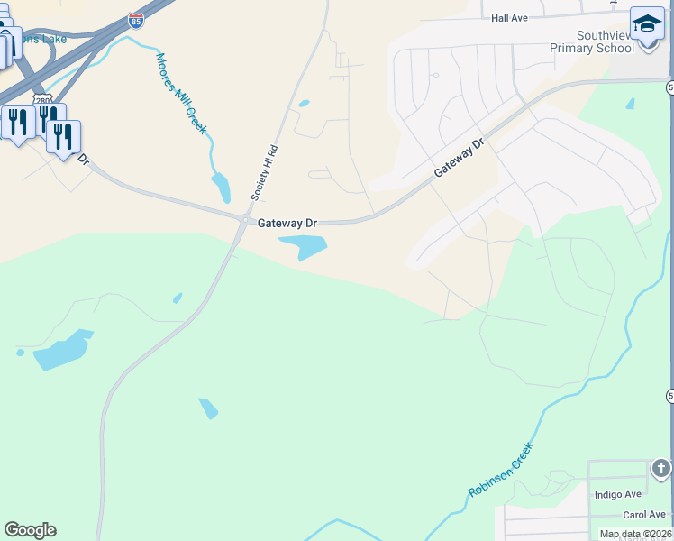 map of restaurants, bars, coffee shops, grocery stores, and more near 3529 Lee Road 0054 in Opelika