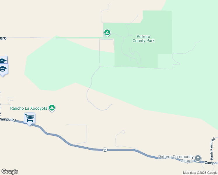 map of restaurants, bars, coffee shops, grocery stores, and more near 25675 Potrero Park Drive in Potrero