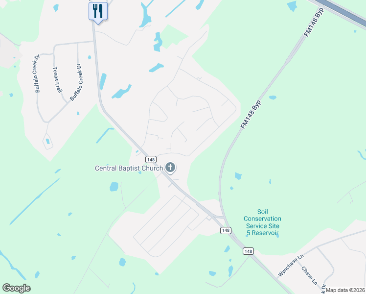 map of restaurants, bars, coffee shops, grocery stores, and more near 203 Countryview Lane in Crandall