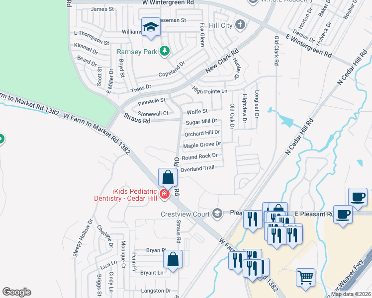 map of restaurants, bars, coffee shops, grocery stores, and more near 468 Maple Grove Drive in Cedar Hill