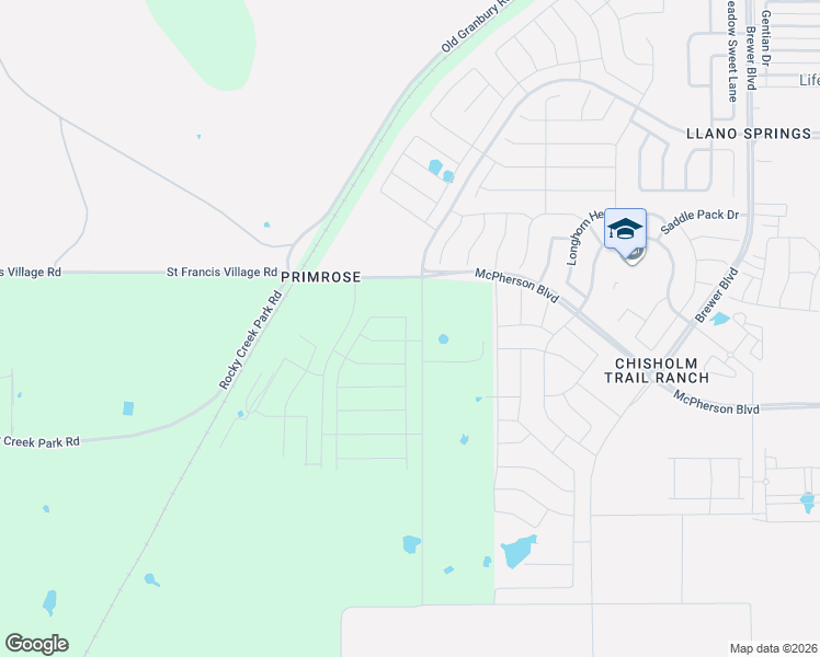 map of restaurants, bars, coffee shops, grocery stores, and more near 9600-9688 Old Granbury Road in Crowley