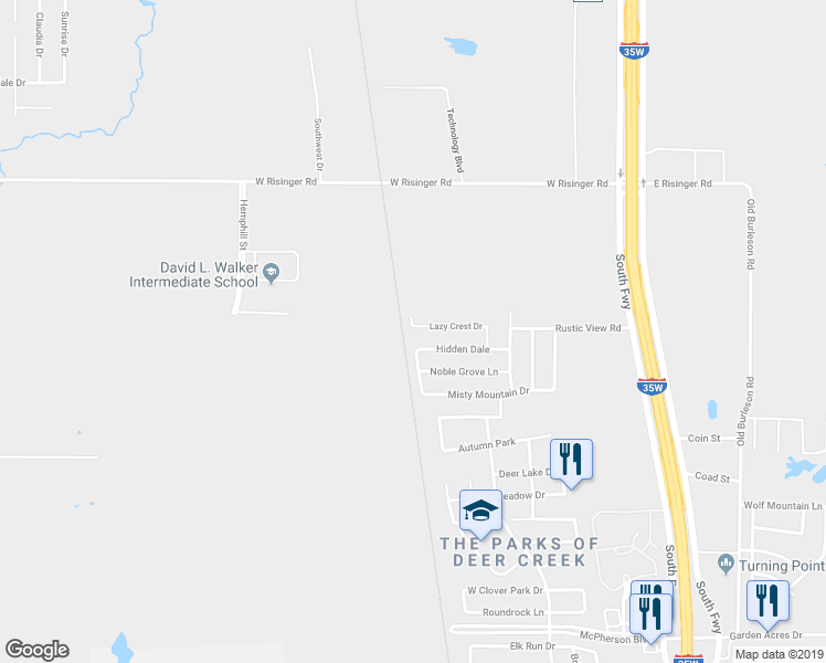 map of restaurants, bars, coffee shops, grocery stores, and more near 741 Lazy Crest Drive in Fort Worth