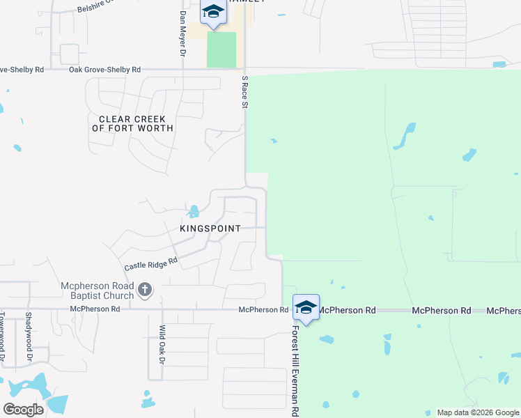 map of restaurants, bars, coffee shops, grocery stores, and more near 10215 Forest Hill Everman Road in Fort Worth