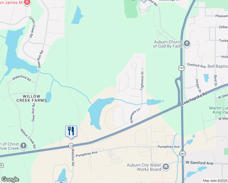 map of restaurants, bars, coffee shops, grocery stores, and more near 317 Yukon Drive in Auburn