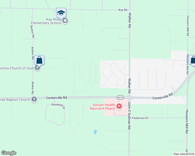 map of restaurants, bars, coffee shops, grocery stores, and more near 109 Ainsley Way in Byron