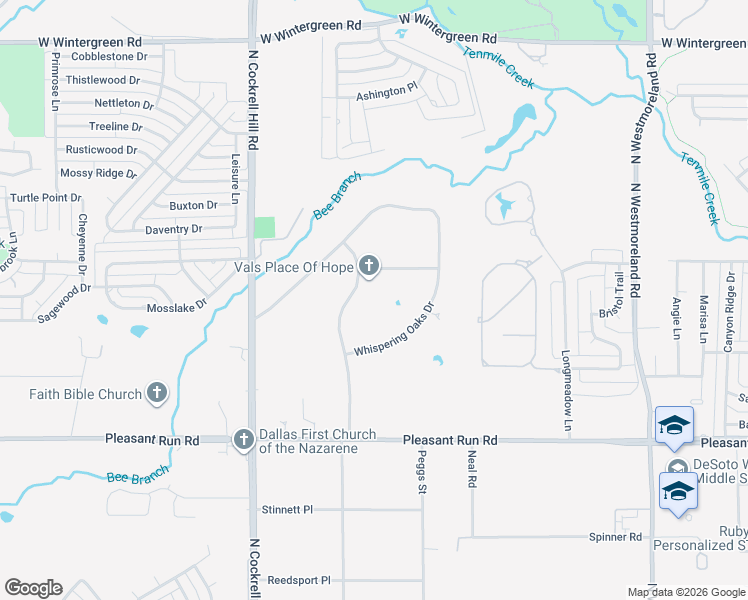 map of restaurants, bars, coffee shops, grocery stores, and more near 1130 Frost Hollow Drive in DeSoto