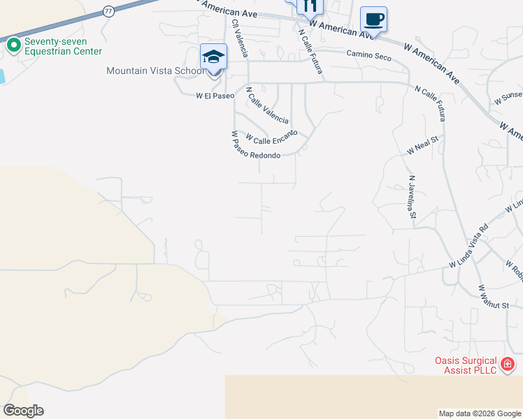map of restaurants, bars, coffee shops, grocery stores, and more near New Moon Drive in Oracle