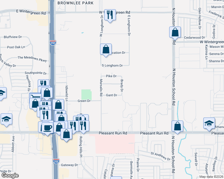 map of restaurants, bars, coffee shops, grocery stores, and more near 2764 McKinney Drive in Lancaster