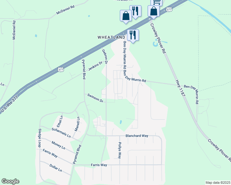 map of restaurants, bars, coffee shops, grocery stores, and more near 5080 Ben Day Murrin Road in Fort Worth