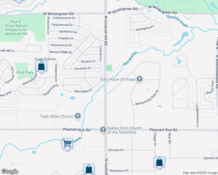 map of restaurants, bars, coffee shops, grocery stores, and more near 1267 Whispering Oaks Drive in DeSoto