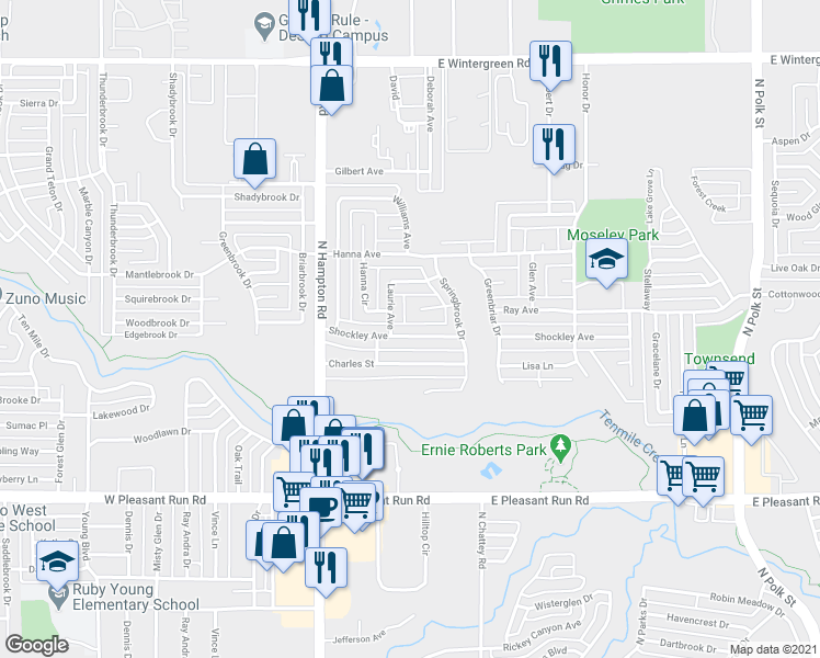 map of restaurants, bars, coffee shops, grocery stores, and more near 219 Shockley Avenue in DeSoto