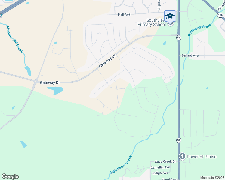 map of restaurants, bars, coffee shops, grocery stores, and more near Gateway Drive in Opelika