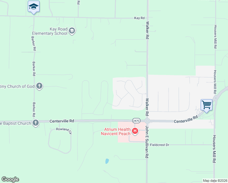 map of restaurants, bars, coffee shops, grocery stores, and more near 109 Ainsley Way in Byron