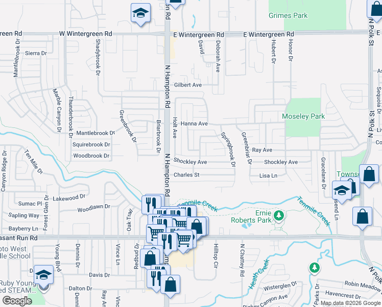 map of restaurants, bars, coffee shops, grocery stores, and more near 1209 Hanna Circle in DeSoto