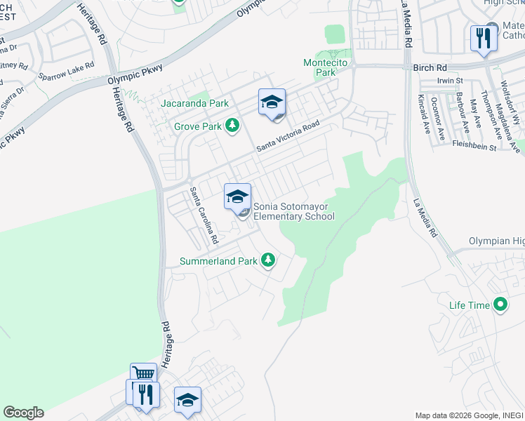 map of restaurants, bars, coffee shops, grocery stores, and more near 1314 Stearns Wharf Road in Chula Vista