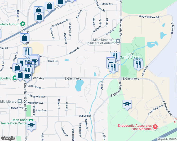 map of restaurants, bars, coffee shops, grocery stores, and more near 284 Ivy Lane in Auburn