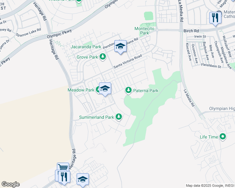 map of restaurants, bars, coffee shops, grocery stores, and more near 1318 Stearns Wharf Road in Chula Vista