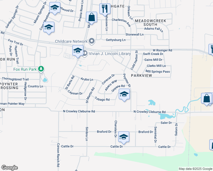 map of restaurants, bars, coffee shops, grocery stores, and more near 9200 Abaco Way in Fort Worth