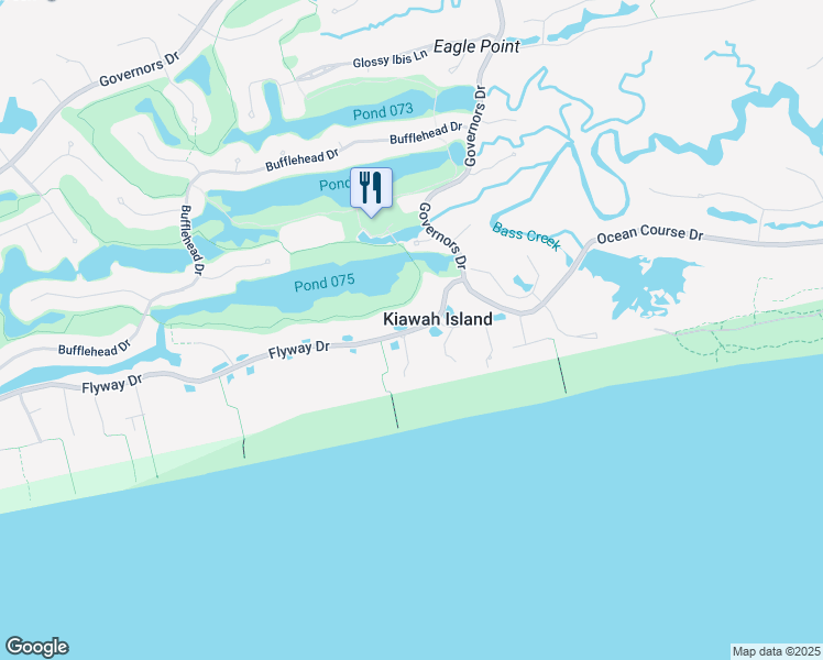 map of restaurants, bars, coffee shops, grocery stores, and more near 171 Flyway Drive in Kiawah Island