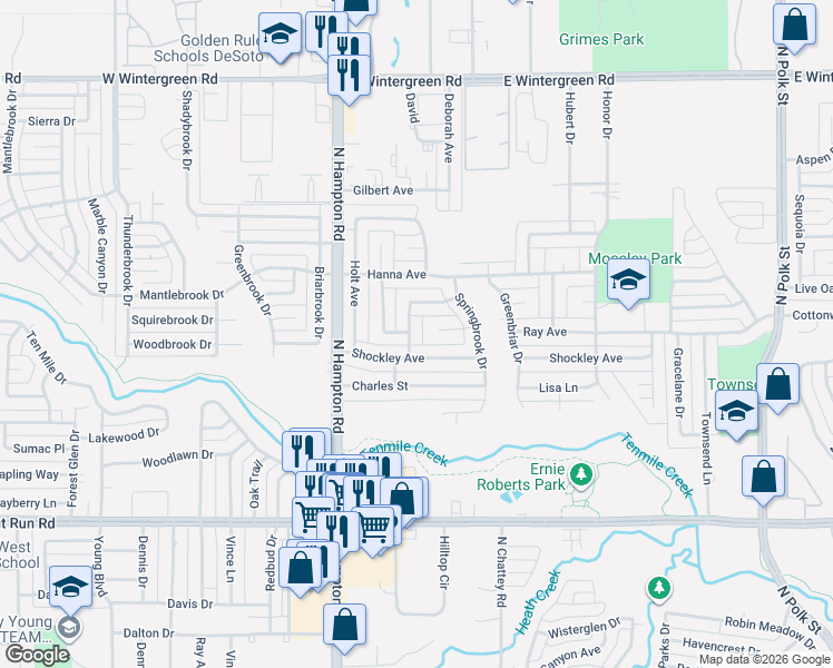 map of restaurants, bars, coffee shops, grocery stores, and more near 219 Shockley Avenue in DeSoto