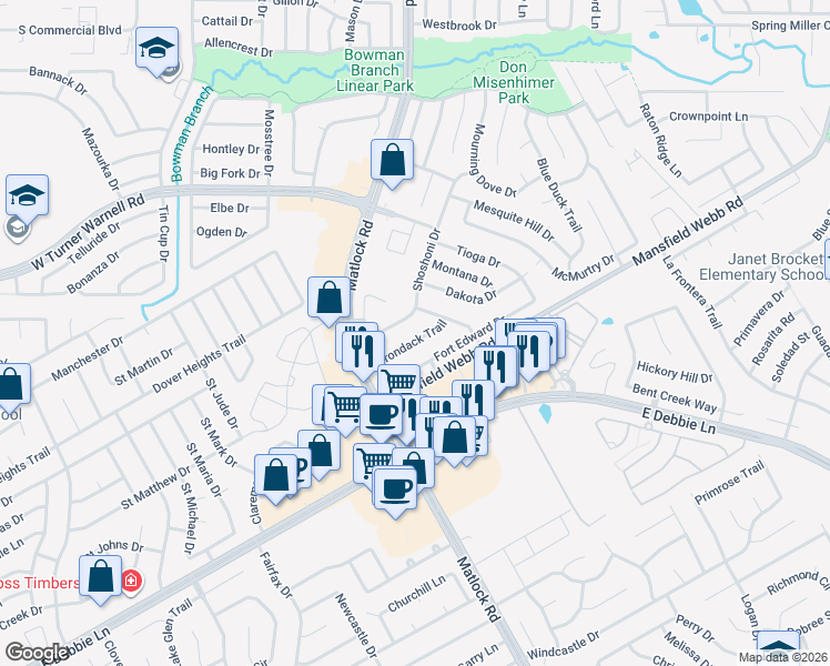 map of restaurants, bars, coffee shops, grocery stores, and more near 301 Fort Edward Drive in Arlington