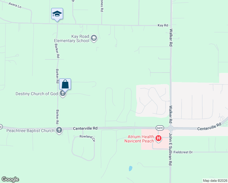 map of restaurants, bars, coffee shops, grocery stores, and more near 161 Hawks Ridge Trace in Byron
