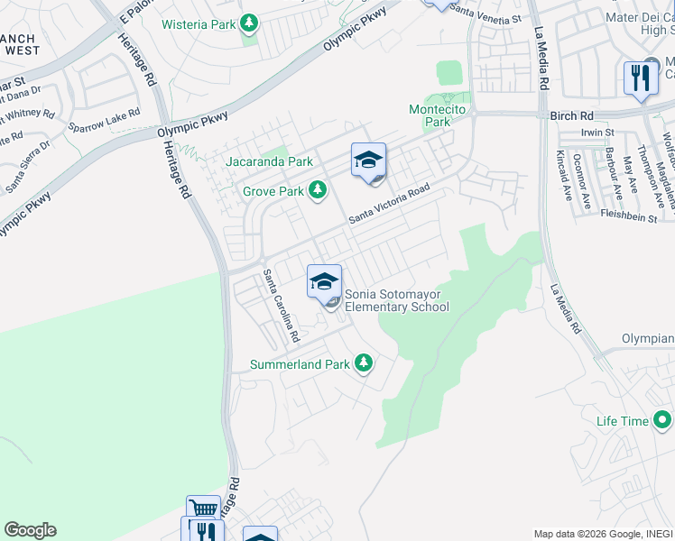 map of restaurants, bars, coffee shops, grocery stores, and more near 1312 Keck Road in Chula Vista