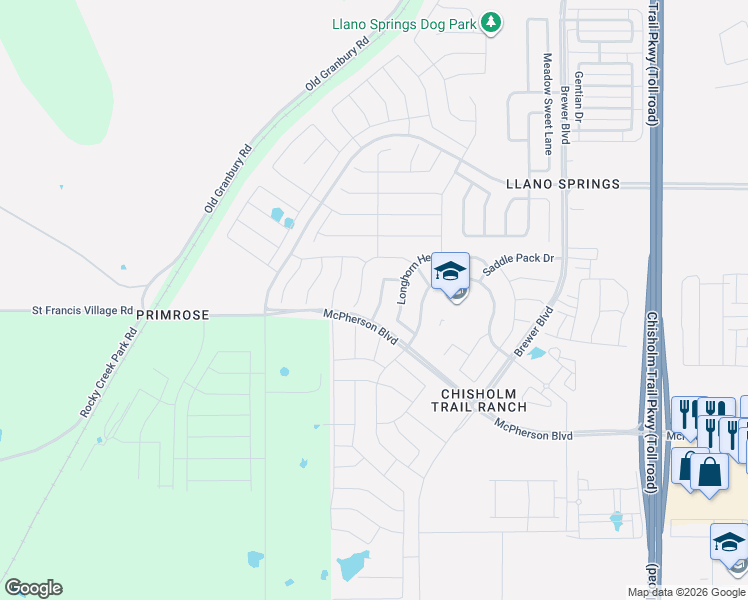 map of restaurants, bars, coffee shops, grocery stores, and more near 6637 Texas Cowboy Drive in Fort Worth